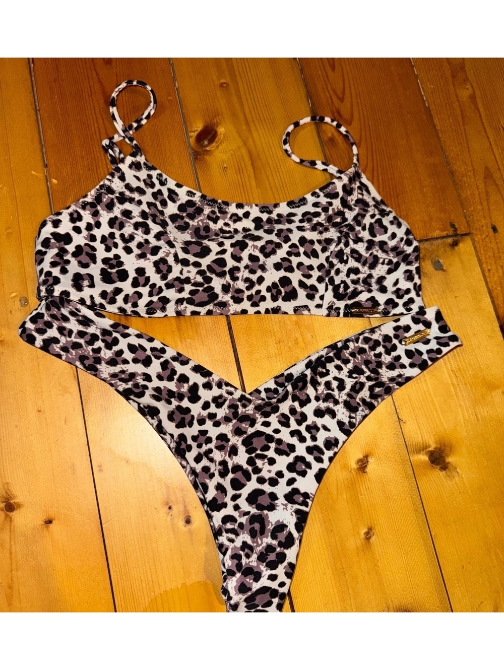 Blackbough Leopard print cutout one-piece swimsuit